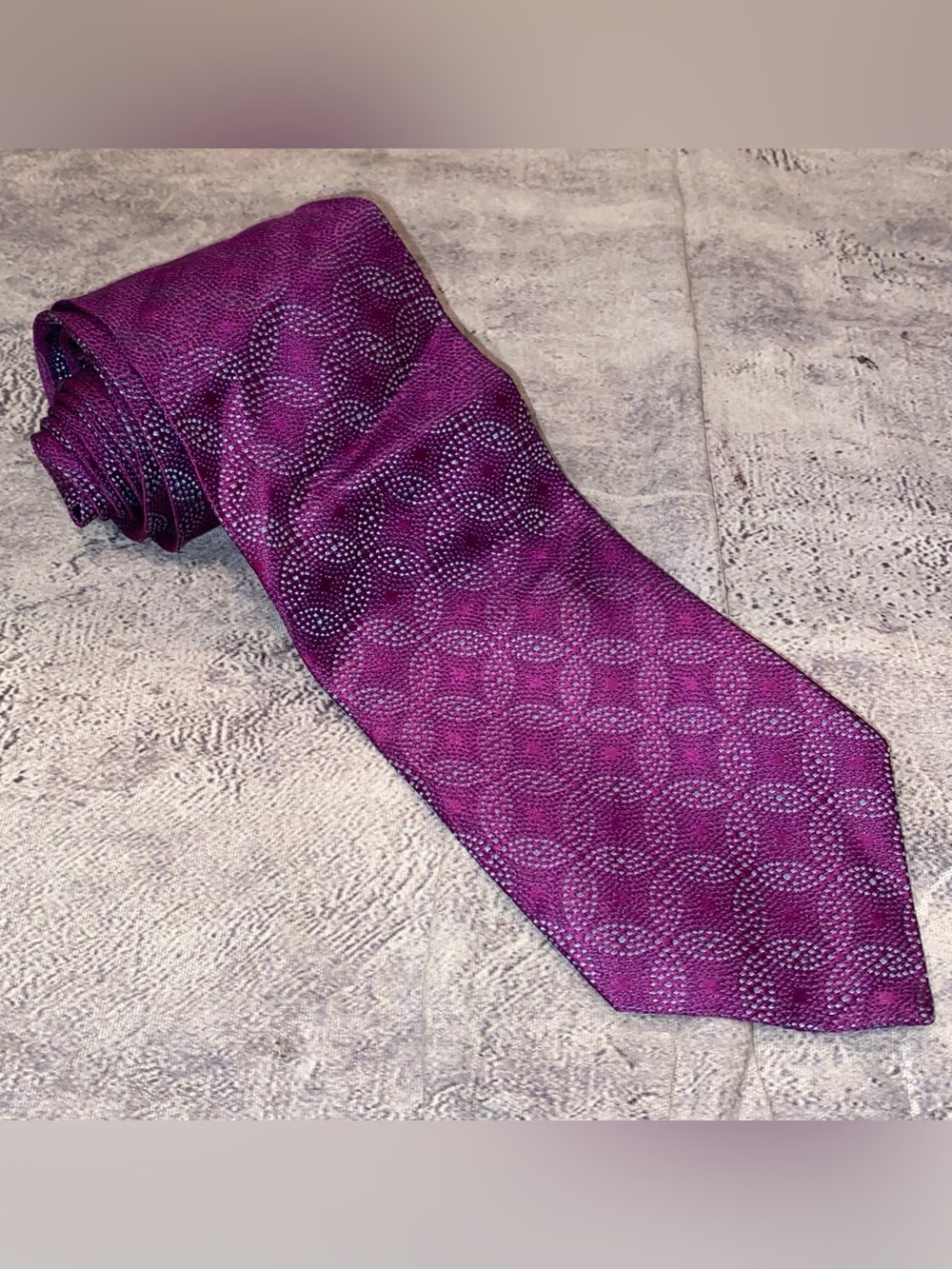 Charvet Diamond Geometric Abstract Pattern Tie Necktie Texture Silk France Vtng